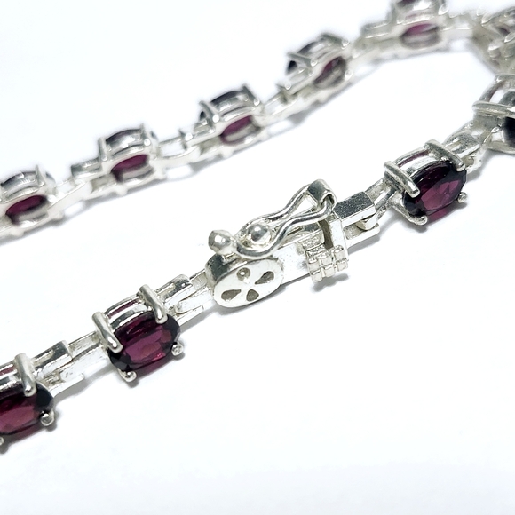 7.50 ct Natural Garnet sterling silver Bracelet - Picture 6 of 13